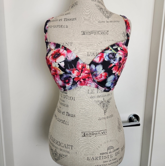 Vintage Floral Pushup Bikini Top - Picture 1 of 12